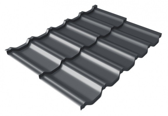 Металлочерепица модульная Квинта Uno Grand Line c 3D резом 0,5 Satin Мatt RAL 7024 мокрый асфальт купить в Магнитогорске