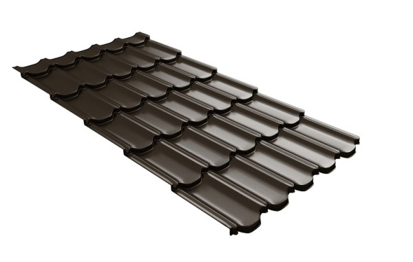 Металлочерепица квинта плюс с 3D резом 0,5 GreenСoat Pural Matt RR 32 темно-коричневый (RAL 8019 серо-коричневый) купить в Магнитогорске