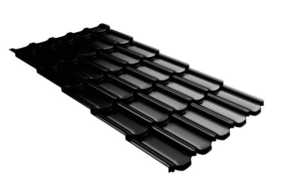 Металлочерепица квинта плюс с 3D резом 0,5 GreenСoat Pural Matt RR 33 черный (RAL 9005 черный) купить в Магнитогорске