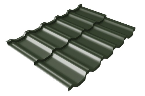 Металлочерепица модульная Квинта Uno Grand Line c 3D резом 0,5 GreenСoat Pural Matt RR 11 темно-зеленый (RAL 6020 хромовая зелень) купить в Магнитогорске
