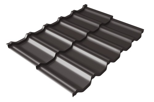 Металлочерепица модульная Квинта Uno Grand Line c 3D резом 0,5 GreenСoat Pural Matt RR 32 темно-коричневый (RAL 8019 серо-коричневый) купить в Магнитогорске