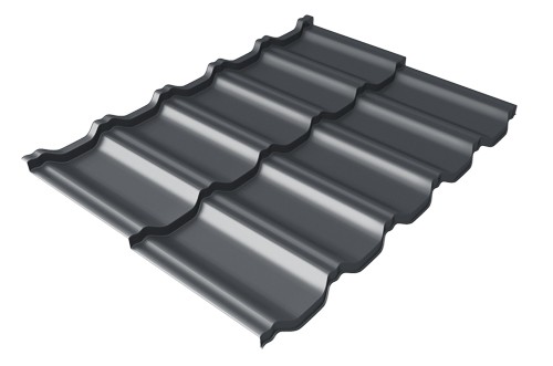 Металлочерепица модульная Квинта Uno Grand Line c 3D резом 0,5 Satin RAL 7024 мокрый асфальт купить в Магнитогорске