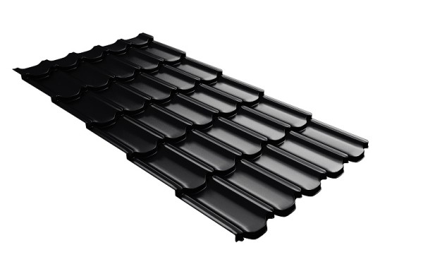 Металлочерепица квинта плюс с 3D резом 0,5 Satin Мatt RAL 9005 черный купить в Магнитогорске