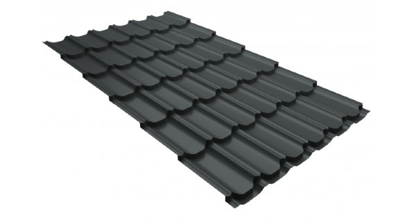 Металлочерепица квинта плюс 0,5 GreenCoat Pural Matt RR 23 темно-серый (RAL 7024 мокрый асфальт) купить в Магнитогорске