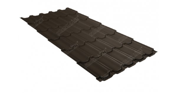 Металлочерепица квинта плюс 0,5 GreenCoat Pural Matt RR 32 темно-коричневый (RAL 8019 серо-коричневый) купить в Магнитогорске
